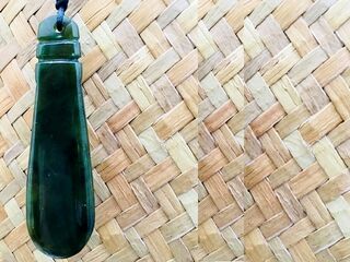 Greenstone Nephrite Jade Patu Pendant-Large